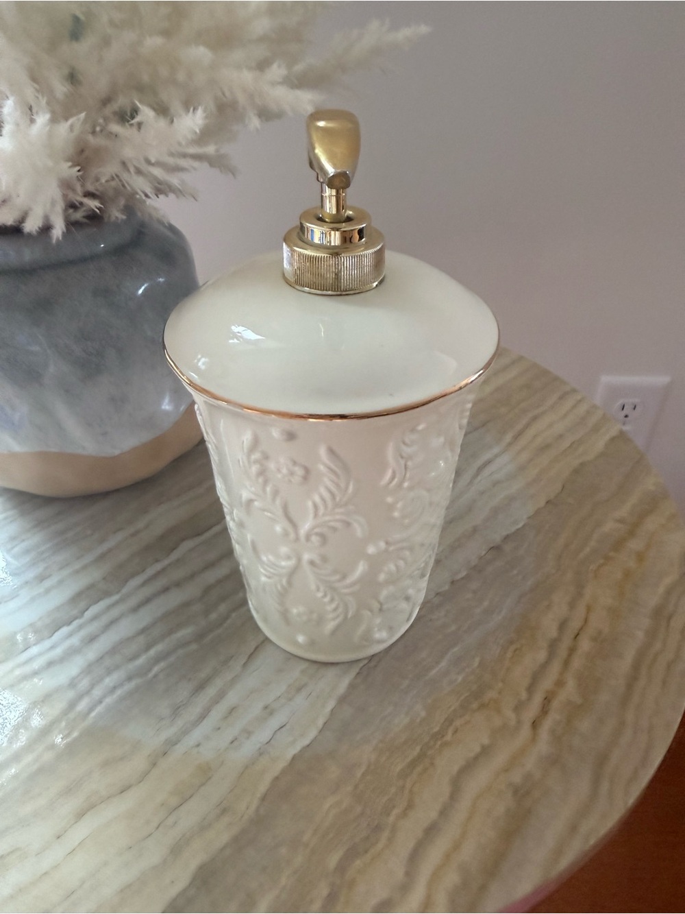 Formalities by Braun bros Cream Ceramic Lotion Dispenser with Gold Pump